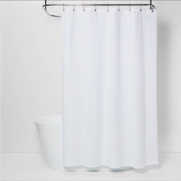 72x72 Waffle Weave White Shower Curtain Threshold - Picture 1 of 8